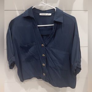 Altar'd State Navy Button-Up Top